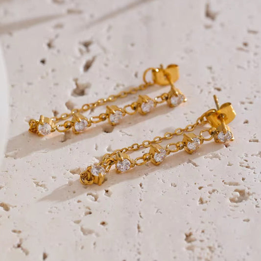 The Elizabeth - Station Dangle Post Back Earrings