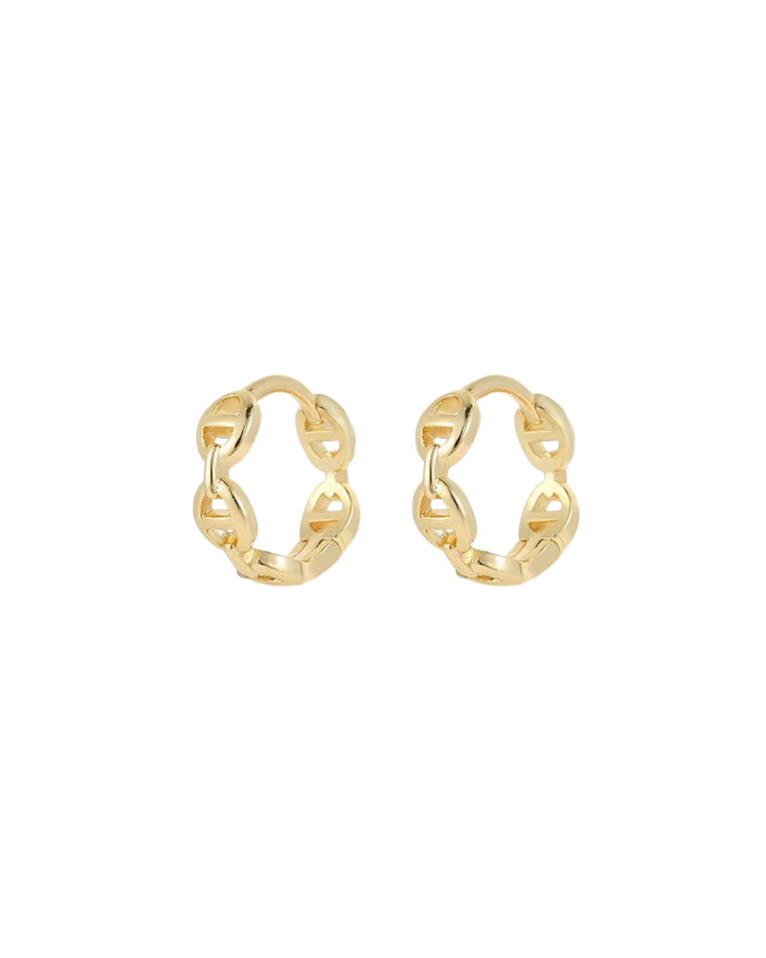 Mariner Link Huggie Hoop Earrings - GOLD