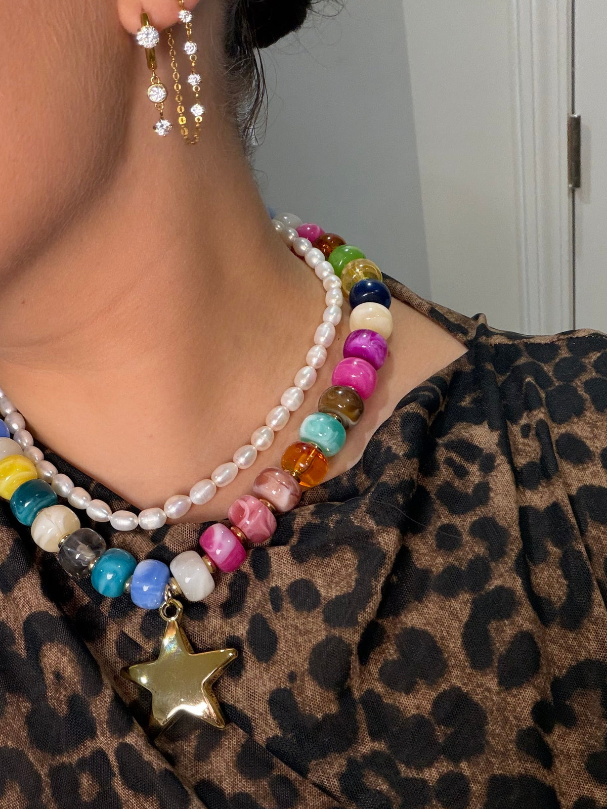 The Lainey - Beaded Puff Star Necklace