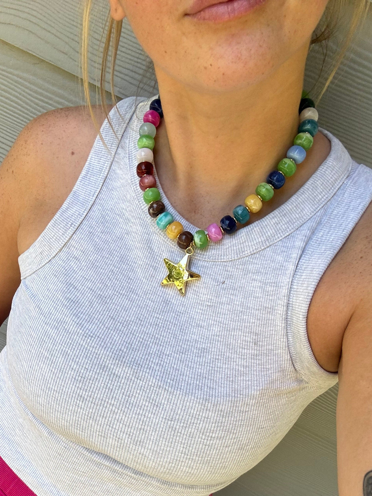 The Lainey - Beaded Puff Star Necklace