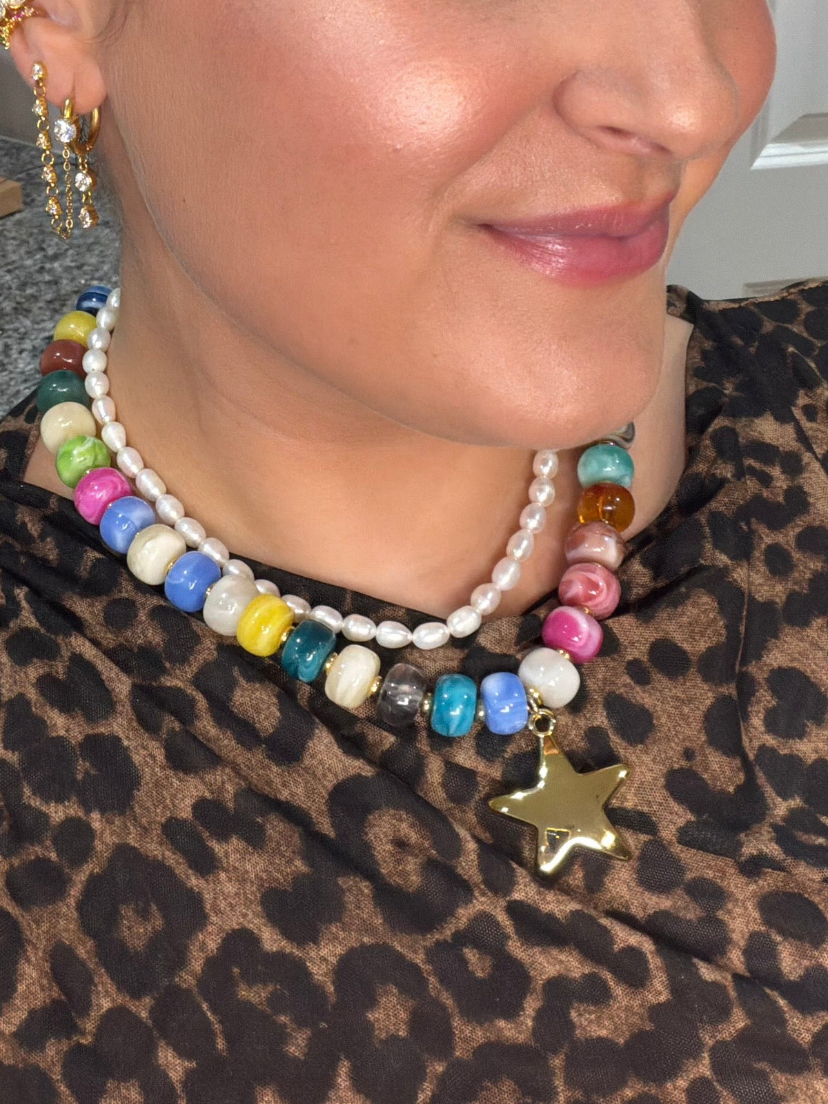 The Lainey - Beaded Puff Star Necklace