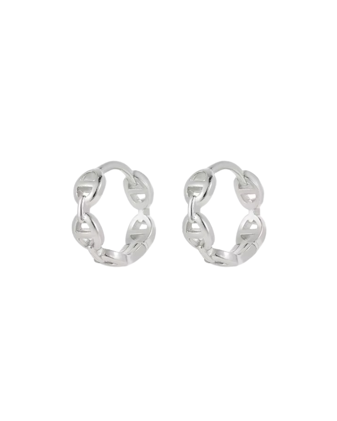 Mariner Link Huggie Hoop Earrings - SILVER