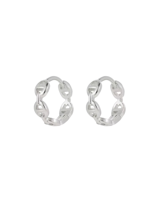 Mariner Link Huggie Hoop Earrings - SILVER