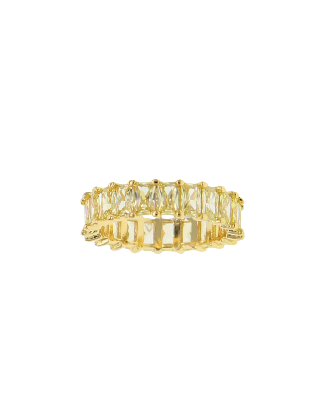 Canary Yellow Emerald Bezel Stacking Ring